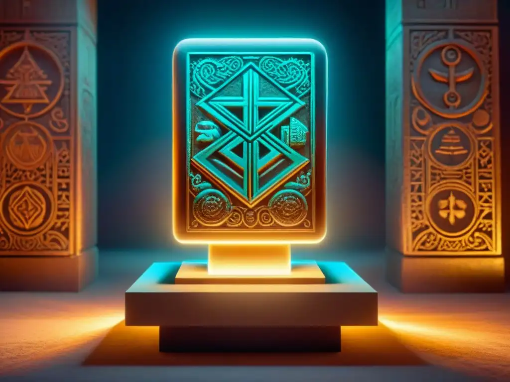 Un artefacto legendario en una cámara mística llena de energía mágica en era digital