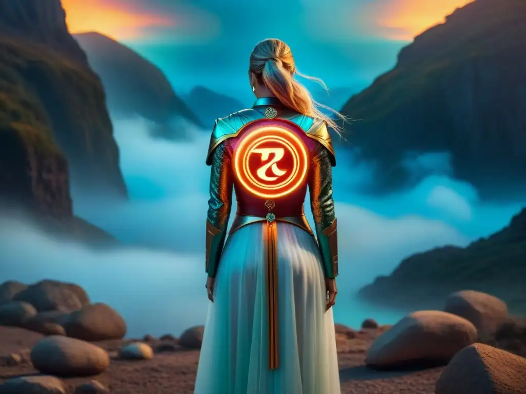 Un artefacto legendario en era digital, resplandeciendo con poder ancestral y símbolos misteriosos