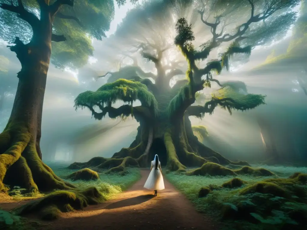 Portal mágico en el bosque encantado de Hoia Baciu, Rumanía Un bosque encantado en Hoia Baciu, Rumanía, con árboles antiguos y misterioso portal a otro mundo