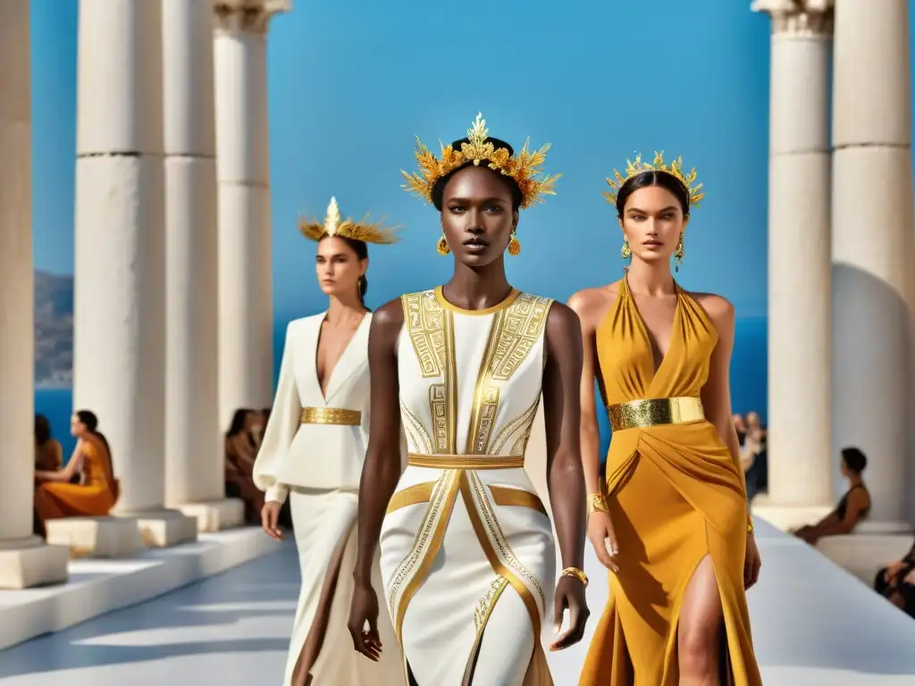 Pasarela de moda inspirada en la mitología griega Desfile de moda con elementos míticos: modelos inspirados en la mitología griega deslumbran en la pasarela