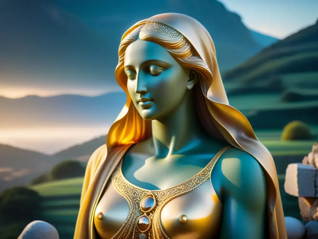 En la imagen, un rostro divino se cubre delicadamente con un velo de hilos dorados en un entorno místico de Manoppello