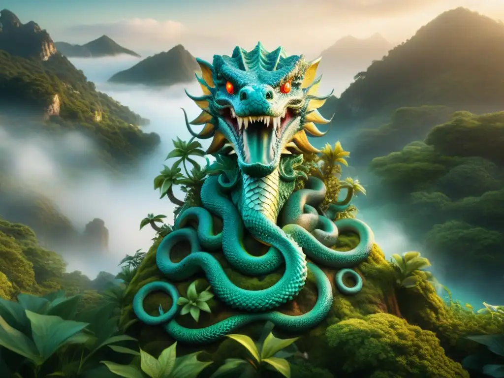Hydra mágica emerge de portal brillante en bosque encantado Imponente hidra de múltiples cabezas emerge de portal brillante en bosque encantado, lleno de magia y misterio