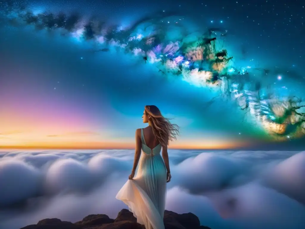 Sirena Celestial en el Universo Estelar Una sirena celestial surca el cosmos entre estrellas, creando una estela mágica